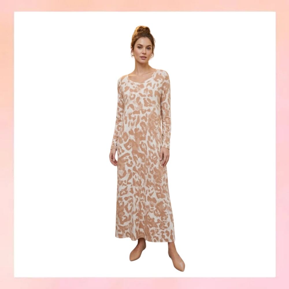 New Directions Studio Leopard Print Maxi Dress Size Large